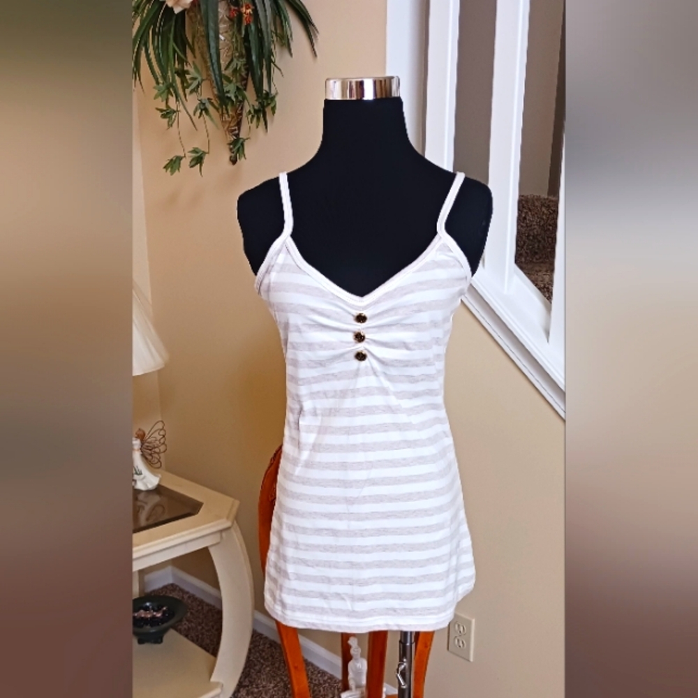 Kim Kardashian Striped White and Beige TankTop NWT
